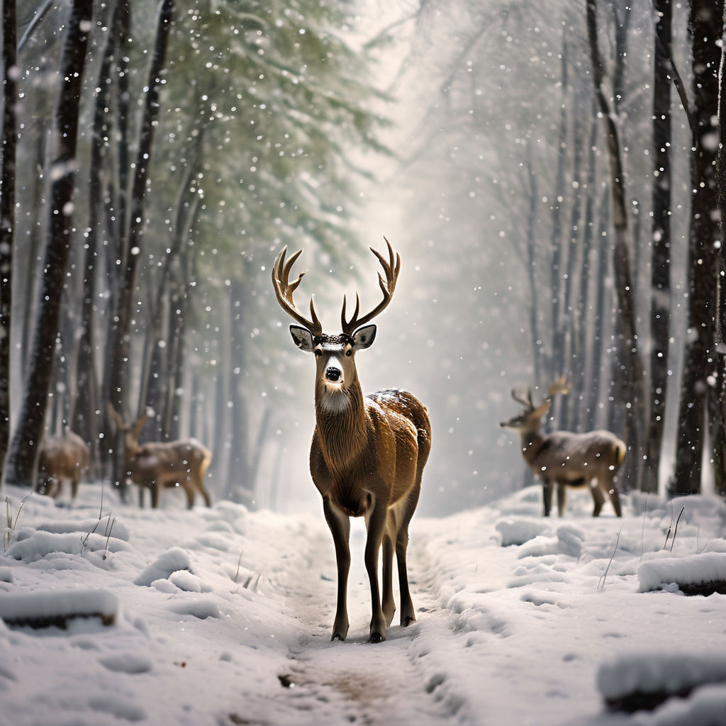 Deer With The Antlers In The Winter Snow Background, Deer Wallpaper Snow  Wallpaper Winter Snow Wallpaper 3, Deer Pictures, Deer Background Image And  Wallpaper for Free Download