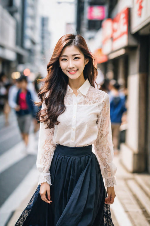 Attractive Young Model Wearing White Shirt with Lacy Black Lacy