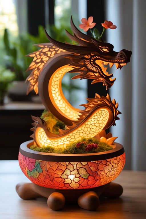 dragon wood carving. dragon is henna tattoo . design carving