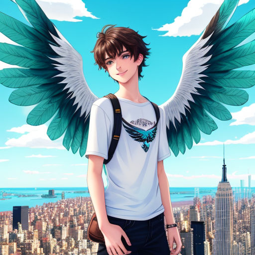 anime guy with bird wings