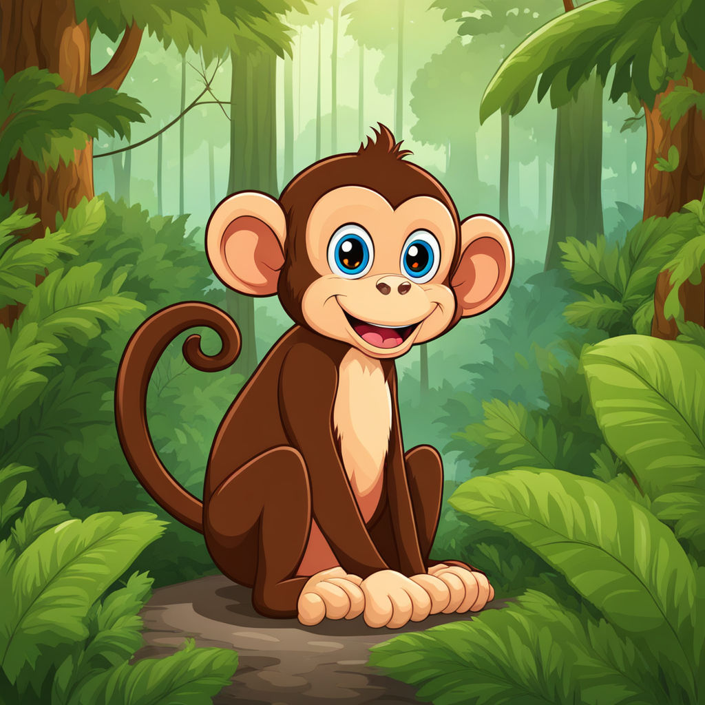Cute monkey drawing black and white clipart vector free download