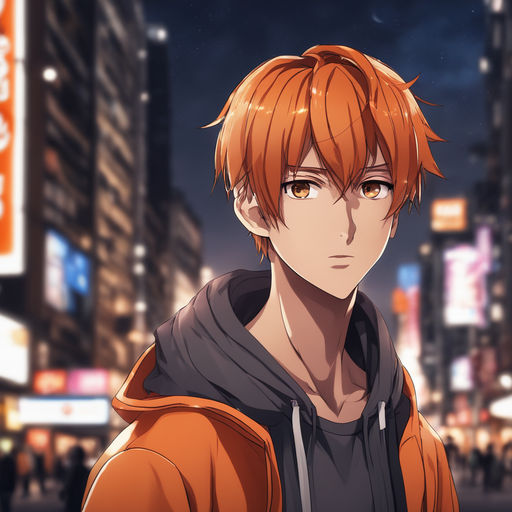 orange hair boy anime