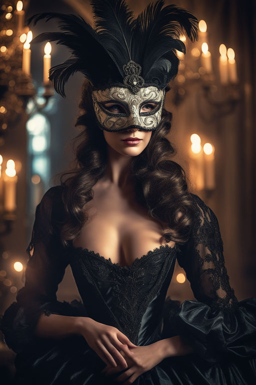 Beautiful female wearing a venetian mask - Playground