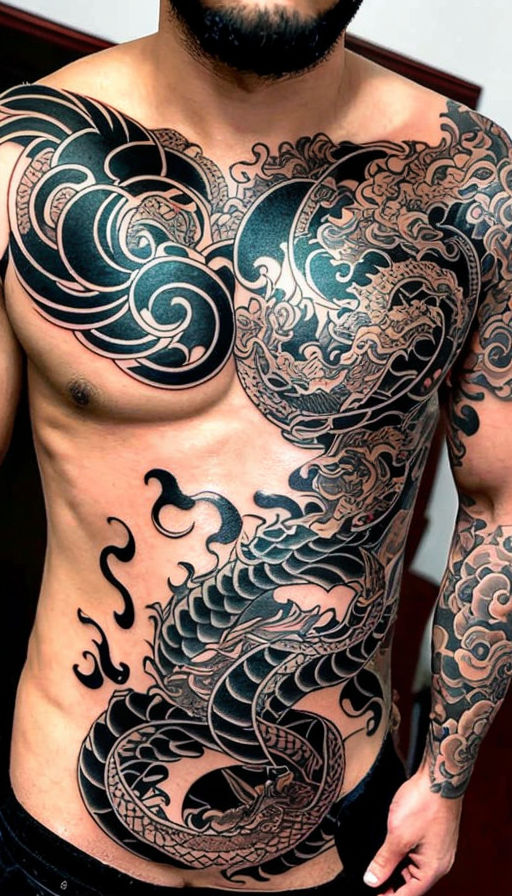 samurai dragon tattoo sleeve