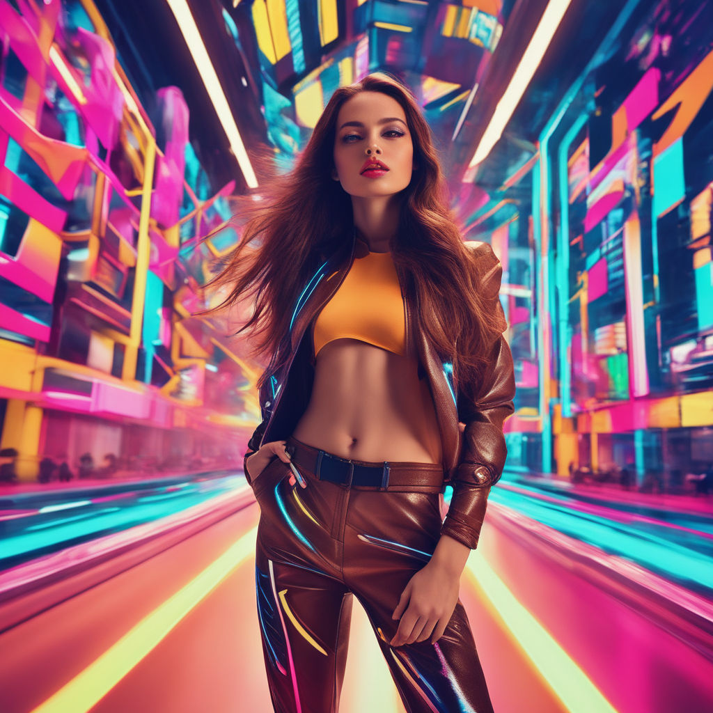 Futuristic fashion shoot with woman with space age female silver clothing,  created with Generative AI technology ilustración de Stock