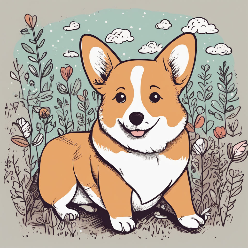 Anime corgi κυματίζοντας εικαστικά - TenStickers