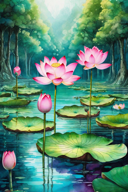 ▷ A Lotus Flower just Rose From Under Water by Zhize Lv, 2022