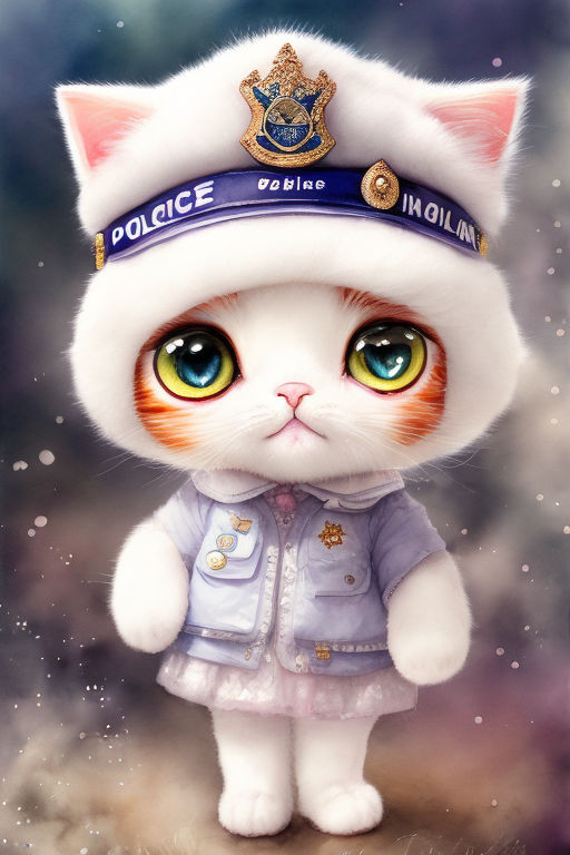 Cute kitten police cartoon illustration on a white background. Colorful  kittens wearing police suits set design. Cute kitten soldier and police  design. Colorful police kitten cartoon. AI Generated. 24579626 Stock Photo  at