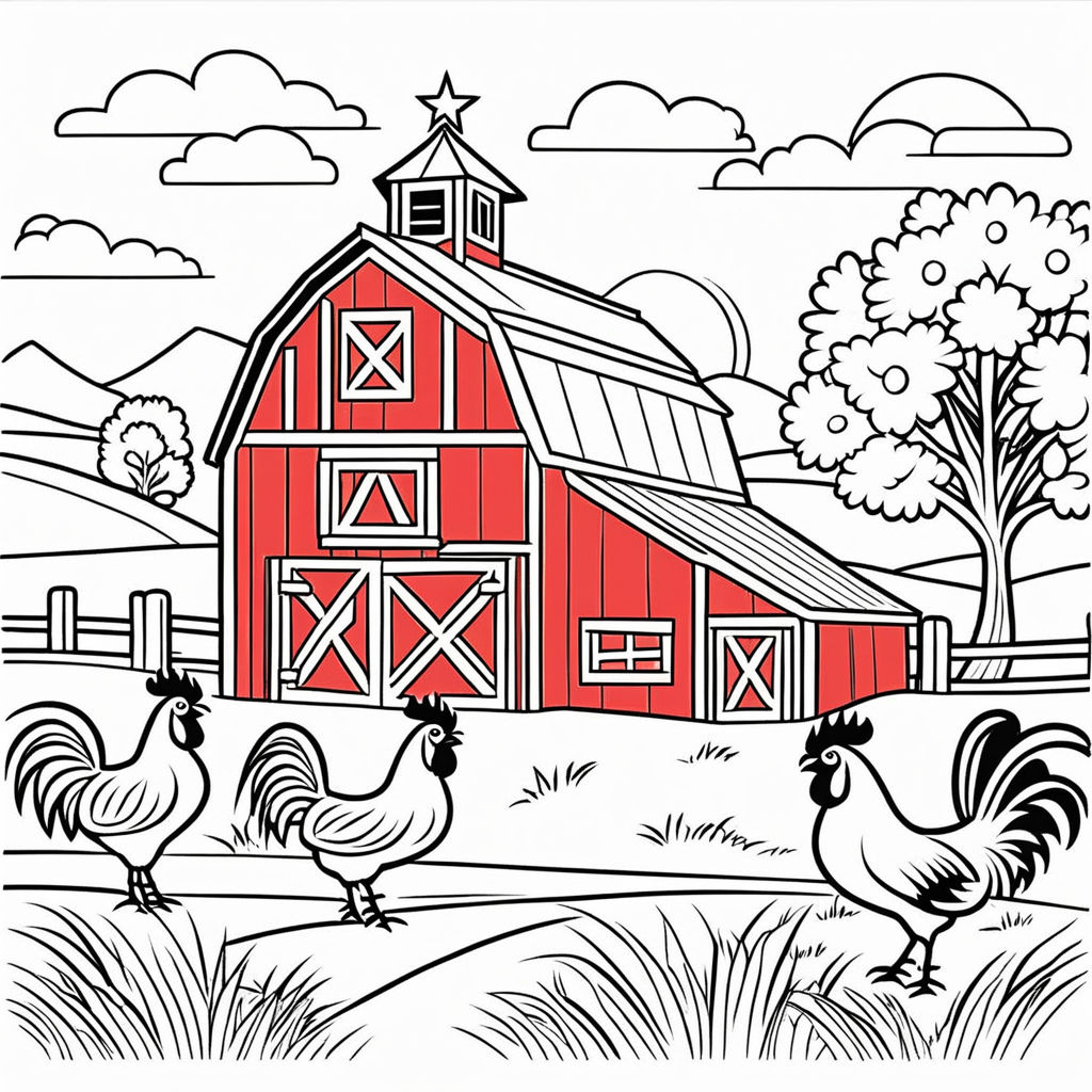 red barn coloring page