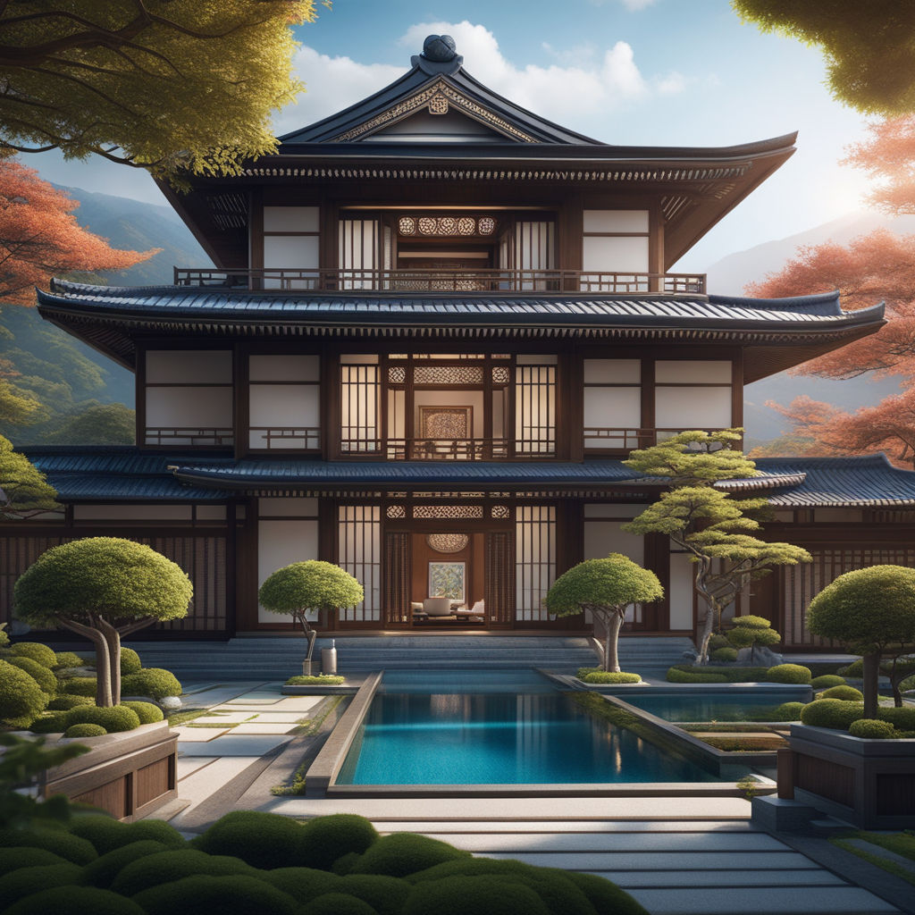 landscape, digital art, artwork, house, plants, sky, Japanese, anime |  4921x2956 Wallpaper - wallhaven.cc