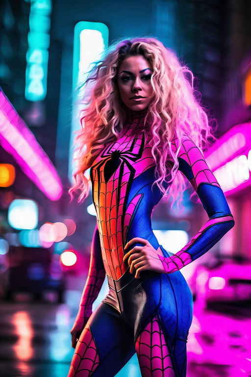 Shakira posing in a Spider-Woman suit - Playground