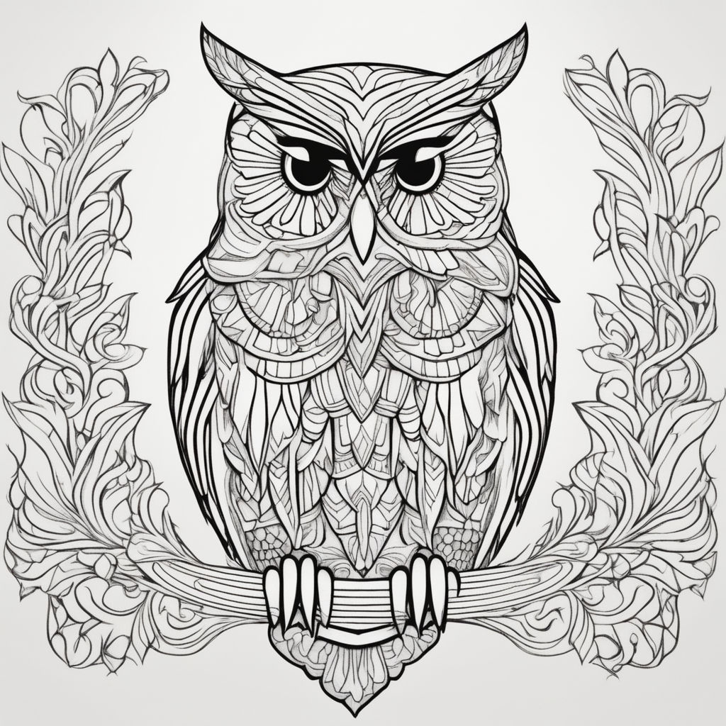owl clip art black and white outline