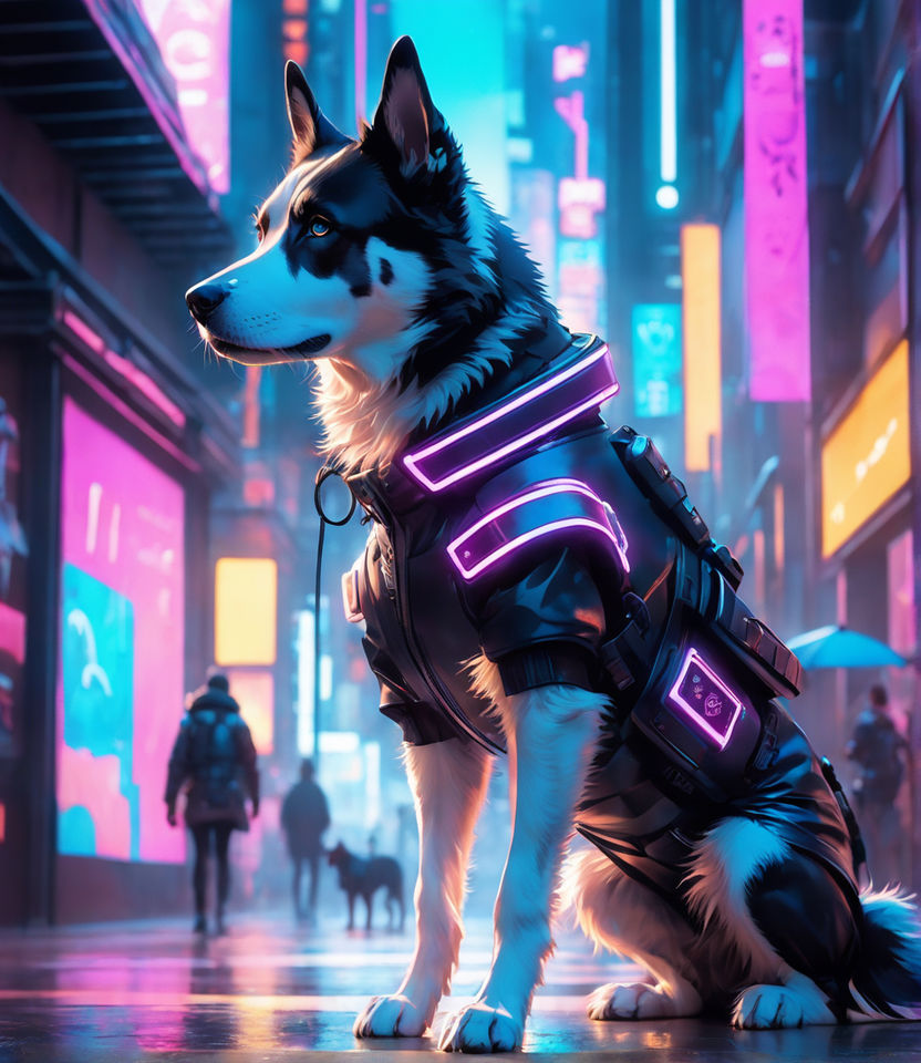 Cyberpunk dog HD wallpaper background