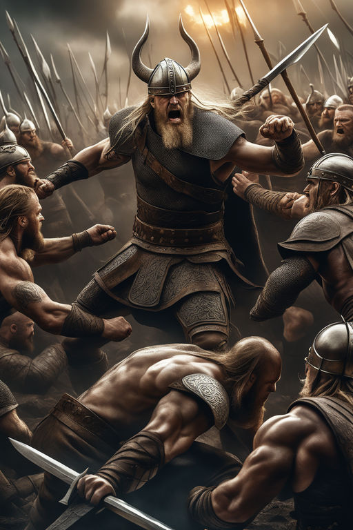 viking battle scene painting