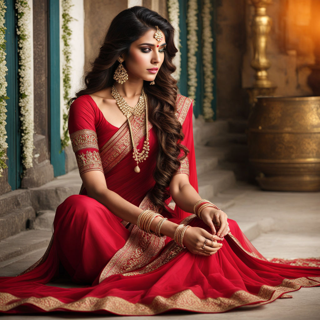 Kayaan Sai Leela's Motif patterned pure red saree – Gozars