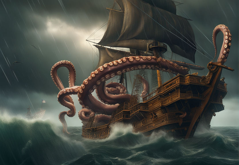 kraken sinking a ship