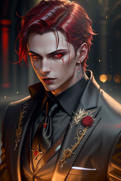 anime male vampire with red eyes