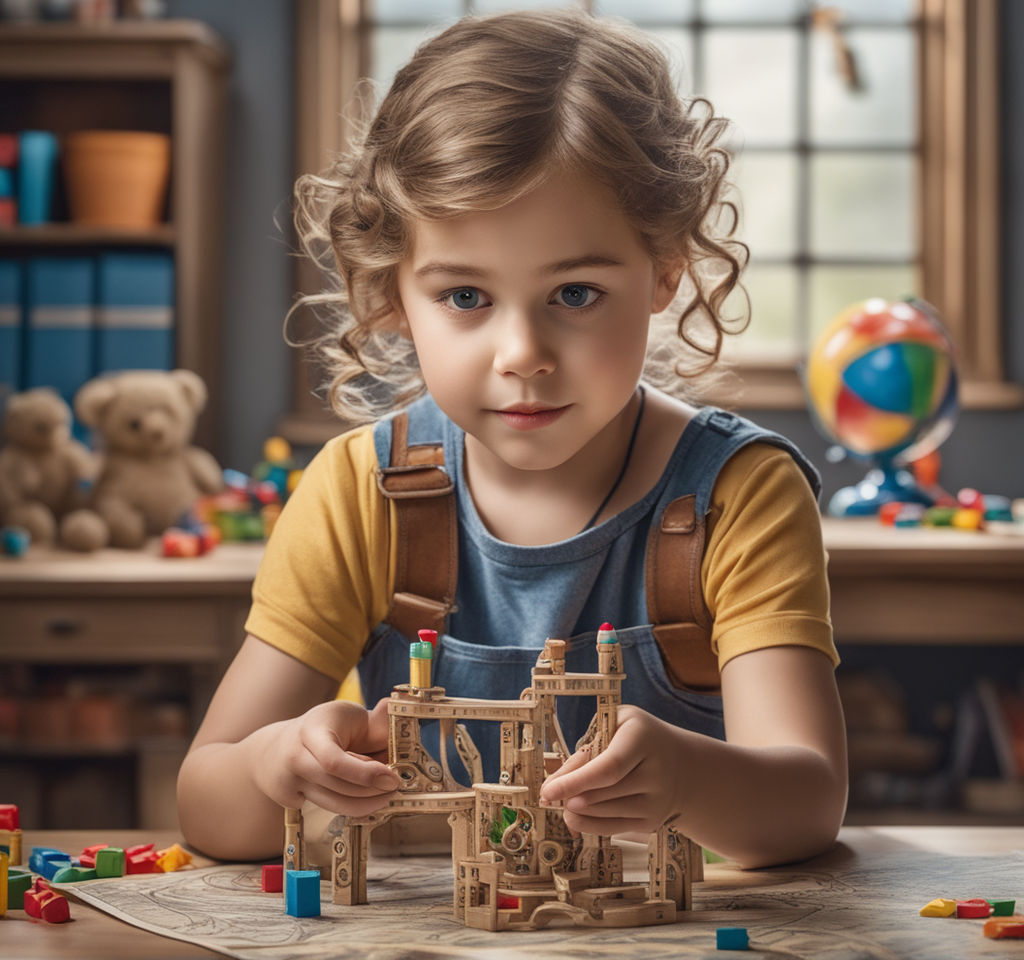 showcase with wooden toys - Playground