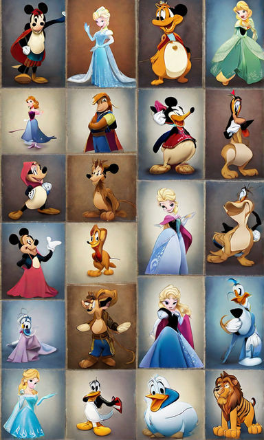 collage de personajes de disney