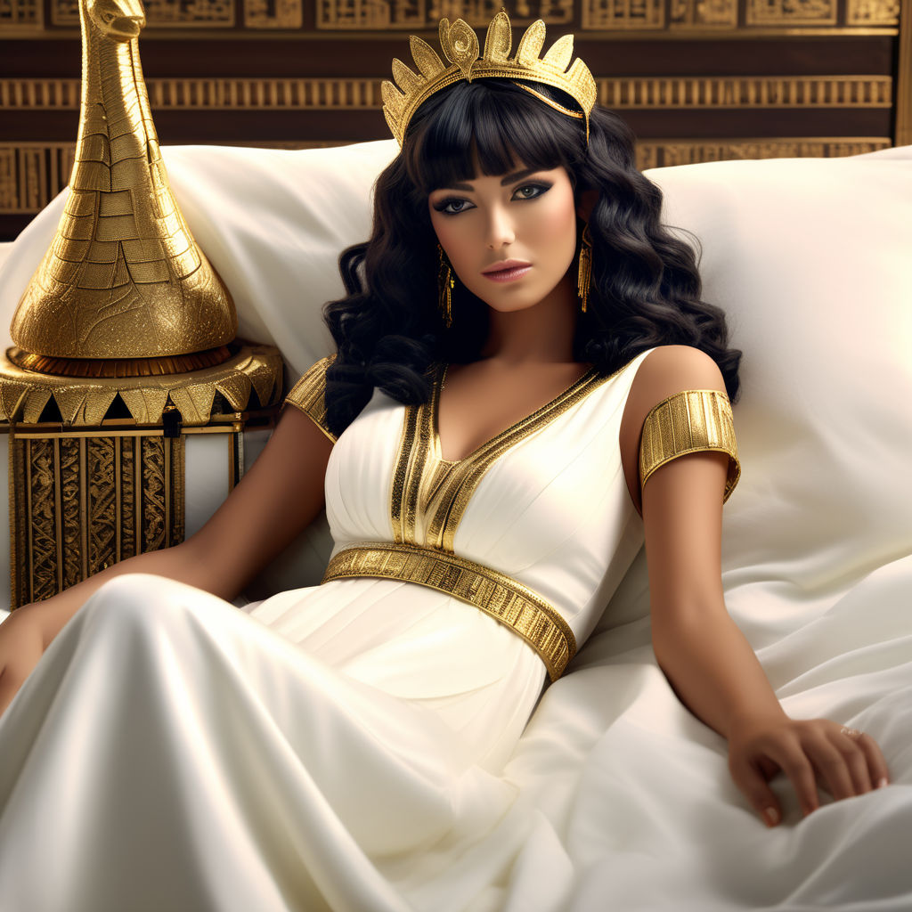 Free Photos - An Exotic Woman With Dark Hair, Adorned In Lavish Gold  Jewelry And An Intricate Headdress Reminiscent Of Ancient Egyptian Style.  She Has A Serene And Regal Presence, Further Emphasizing