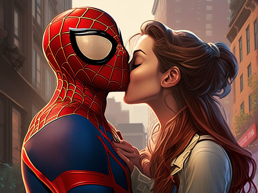 spiderman and mary jane upside down kiss