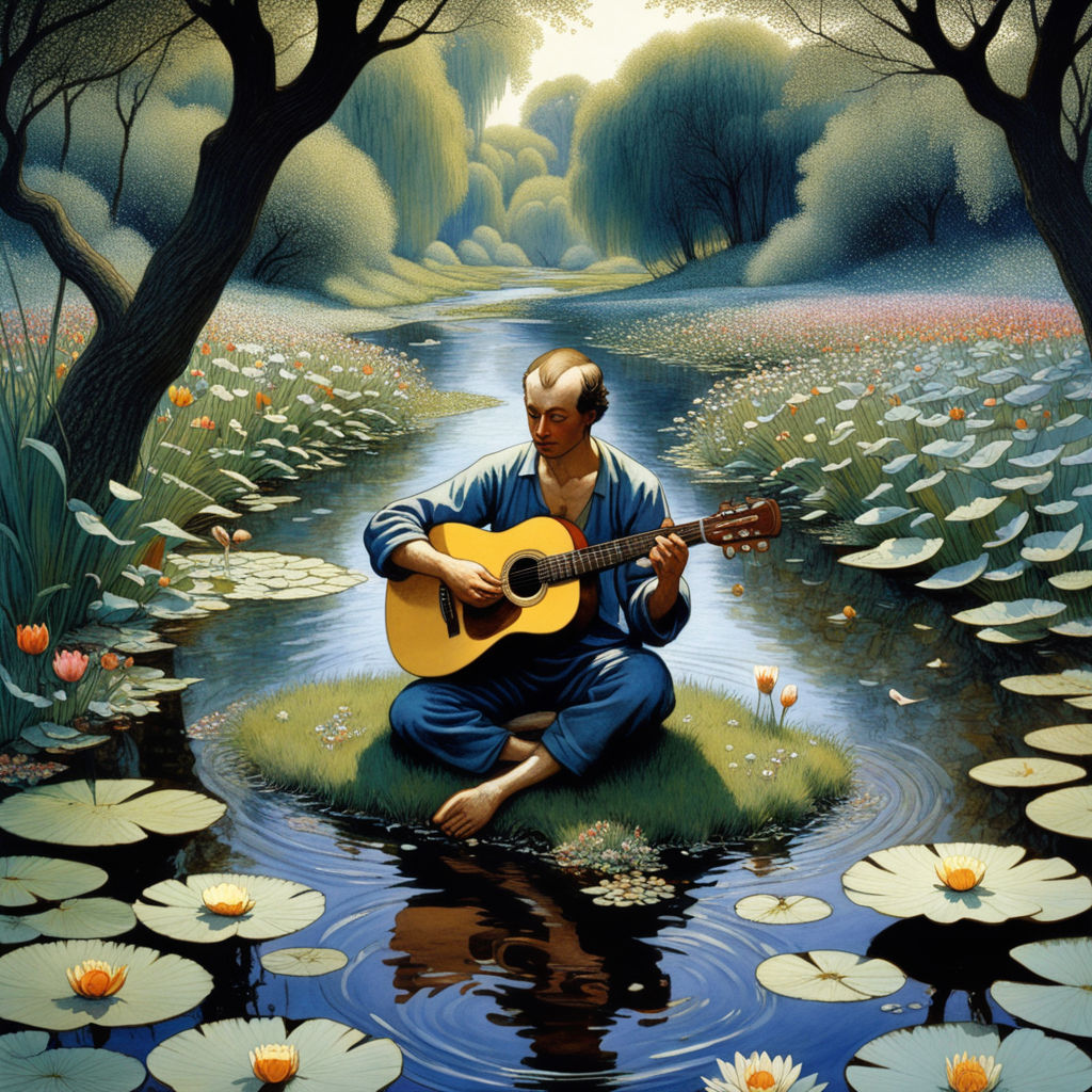 Acoustic Guitar Oil Painting Style Digital Art - Acoustic Guitar