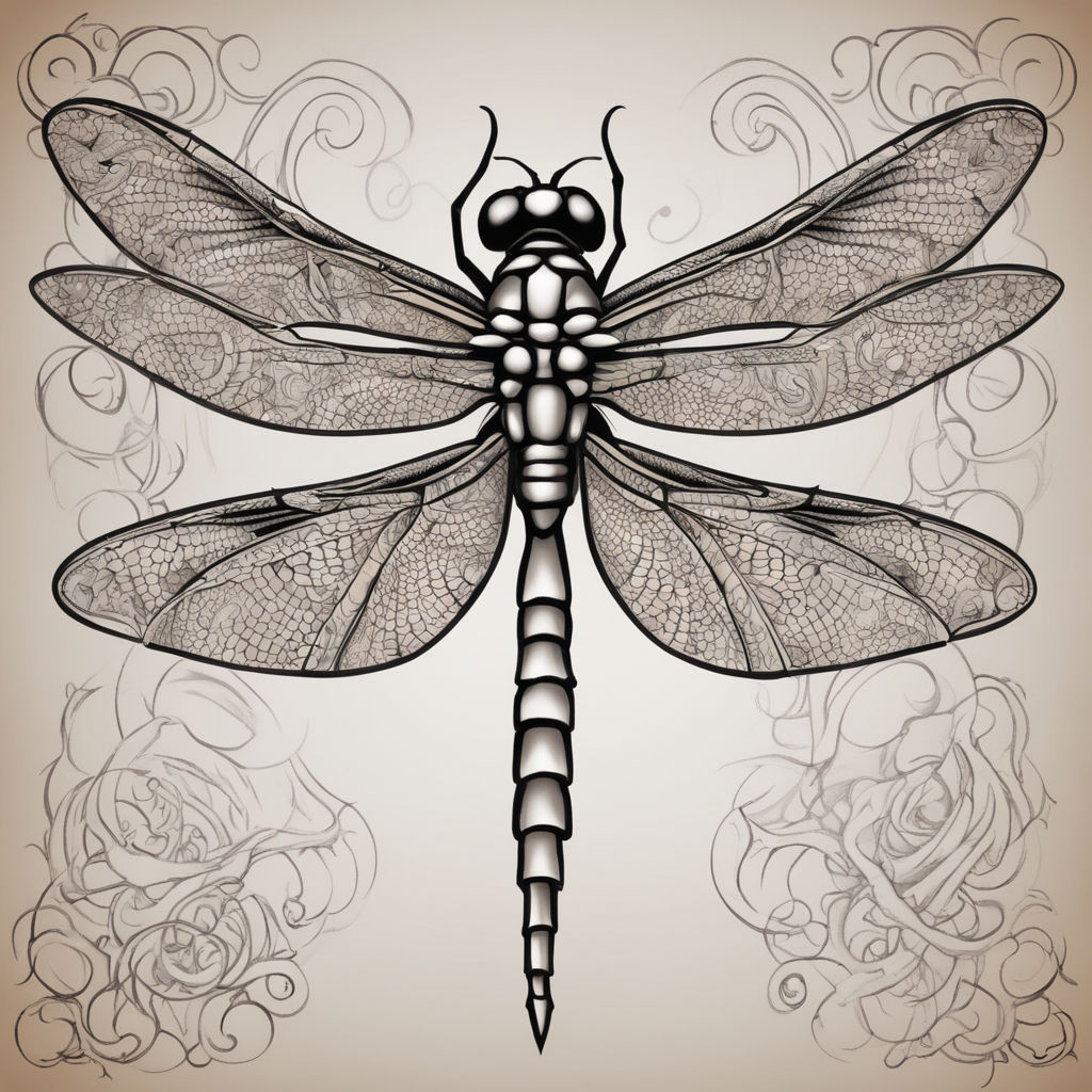 Abstract dragonfly tattoo silhouette with floral Vector Image