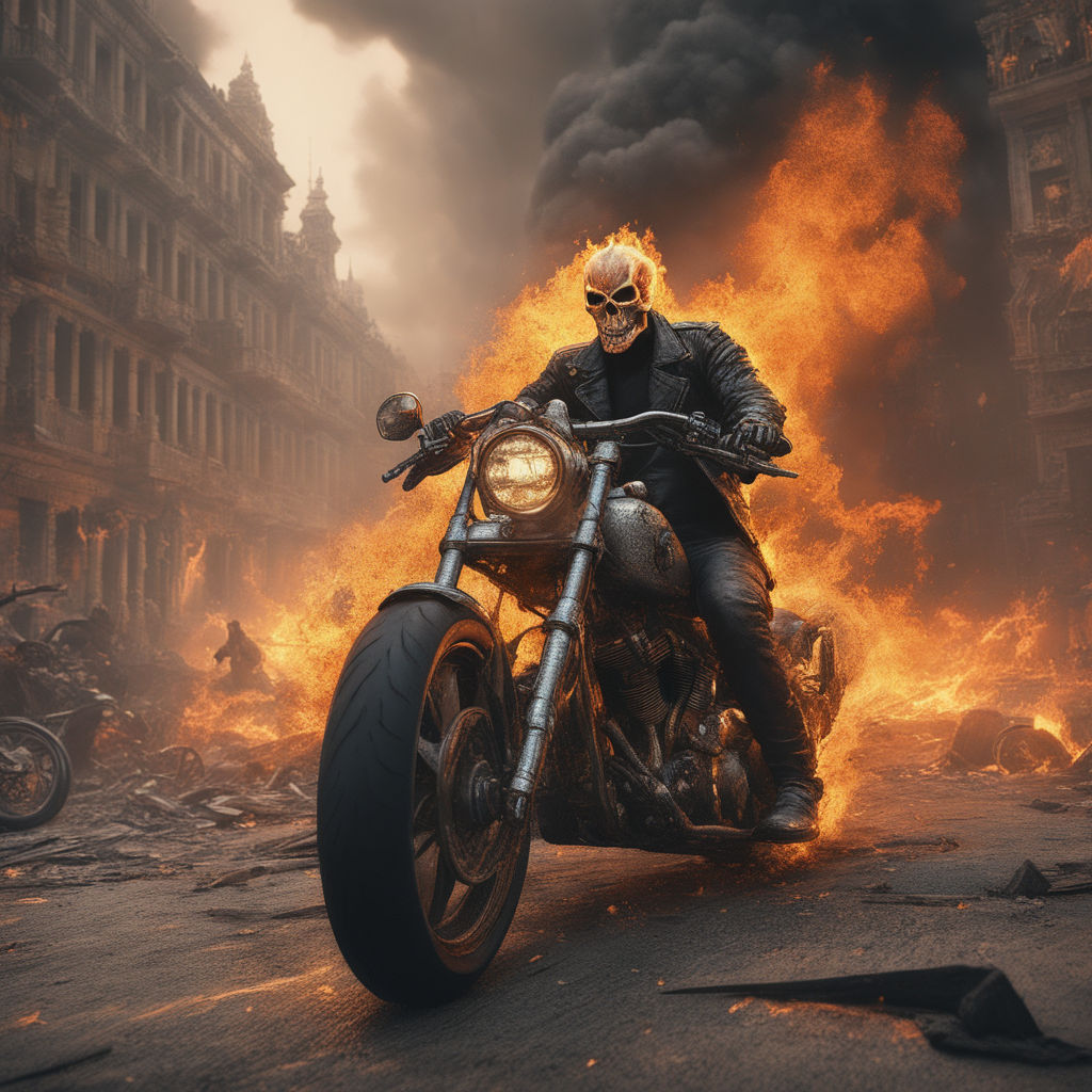 ghost rider bike on fire