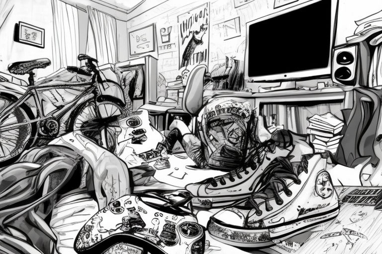 messy room drawing