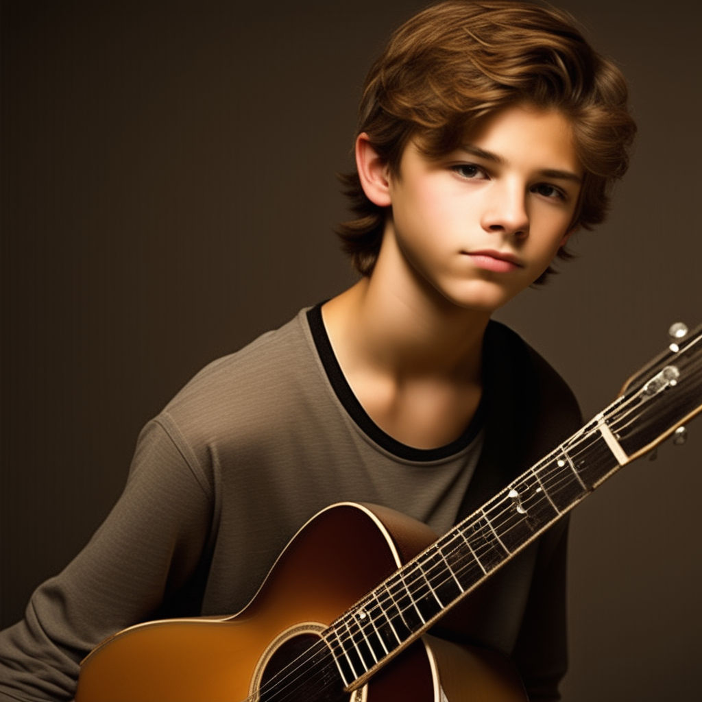 cute boy playing guitar