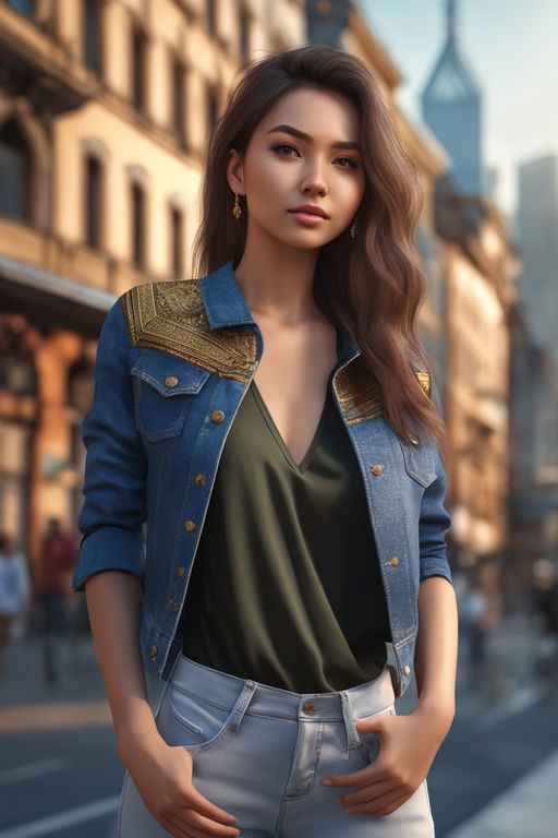 hyper realistic girl, indian suit, sexy looks cityscape 3d 8k 