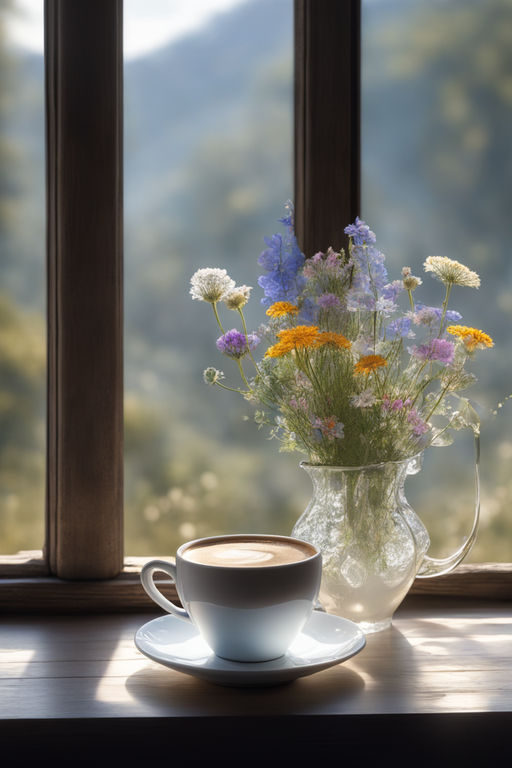 cup of coffee with flowers