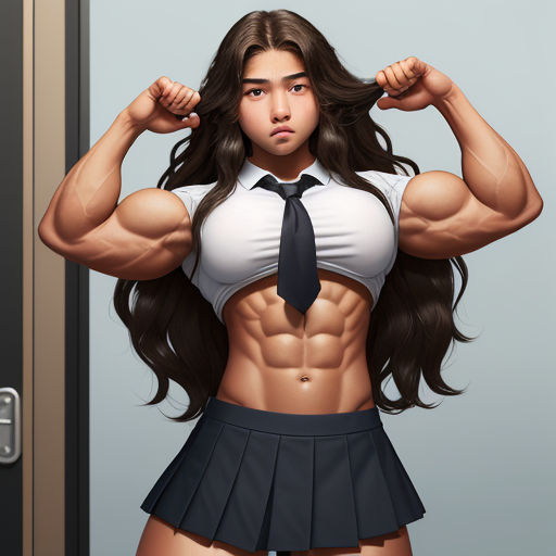 Lexica - female anime muscular lady