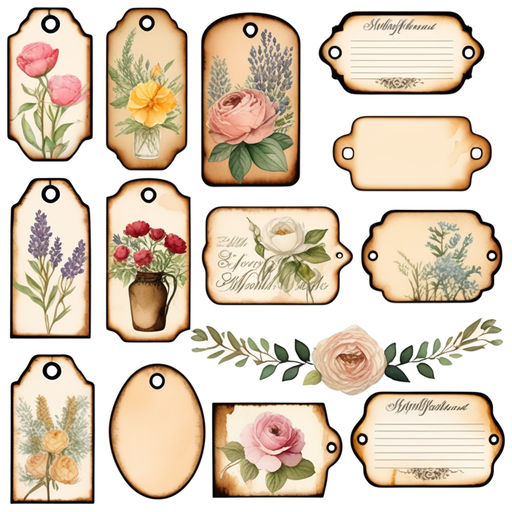 Junk Journal Stickers, Vintage Floral Die Cuts, Botanical Pl