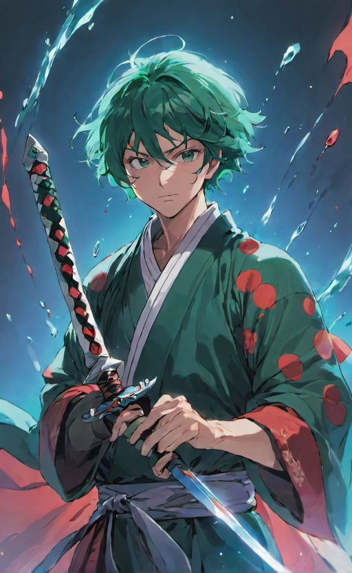 hair , looking at viewer, Kimetsu no Yaiba, Kamado Tanjiro, anime boys,  anime, Anime screenshot, katana, kimono, uniform, earring, night, fire,  weapon, fighting