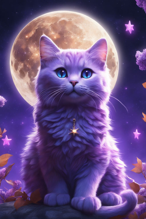 Art Poster cat with galaxy fur, celestial and enchanting