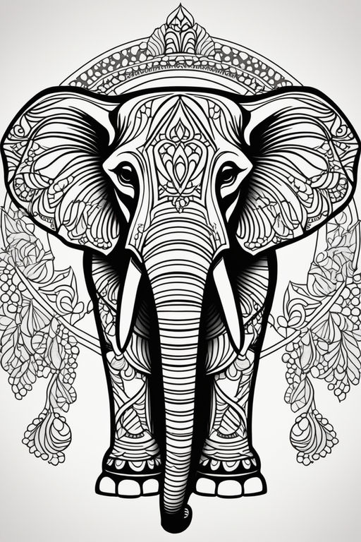 abstract elephant coloring pages