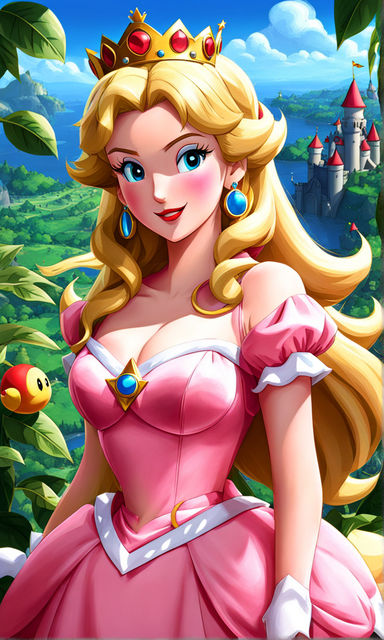 Princess Peach 3D Anime Lingerie Bra Underwear Cleavage Elbow