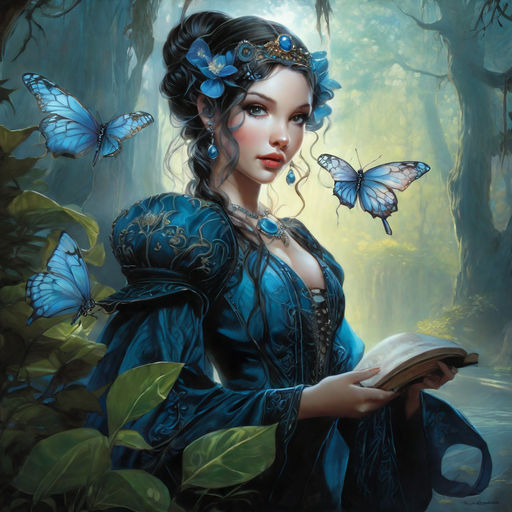 Sad beauty, fantasy, butterfly, luminos, girl, dark, rendering