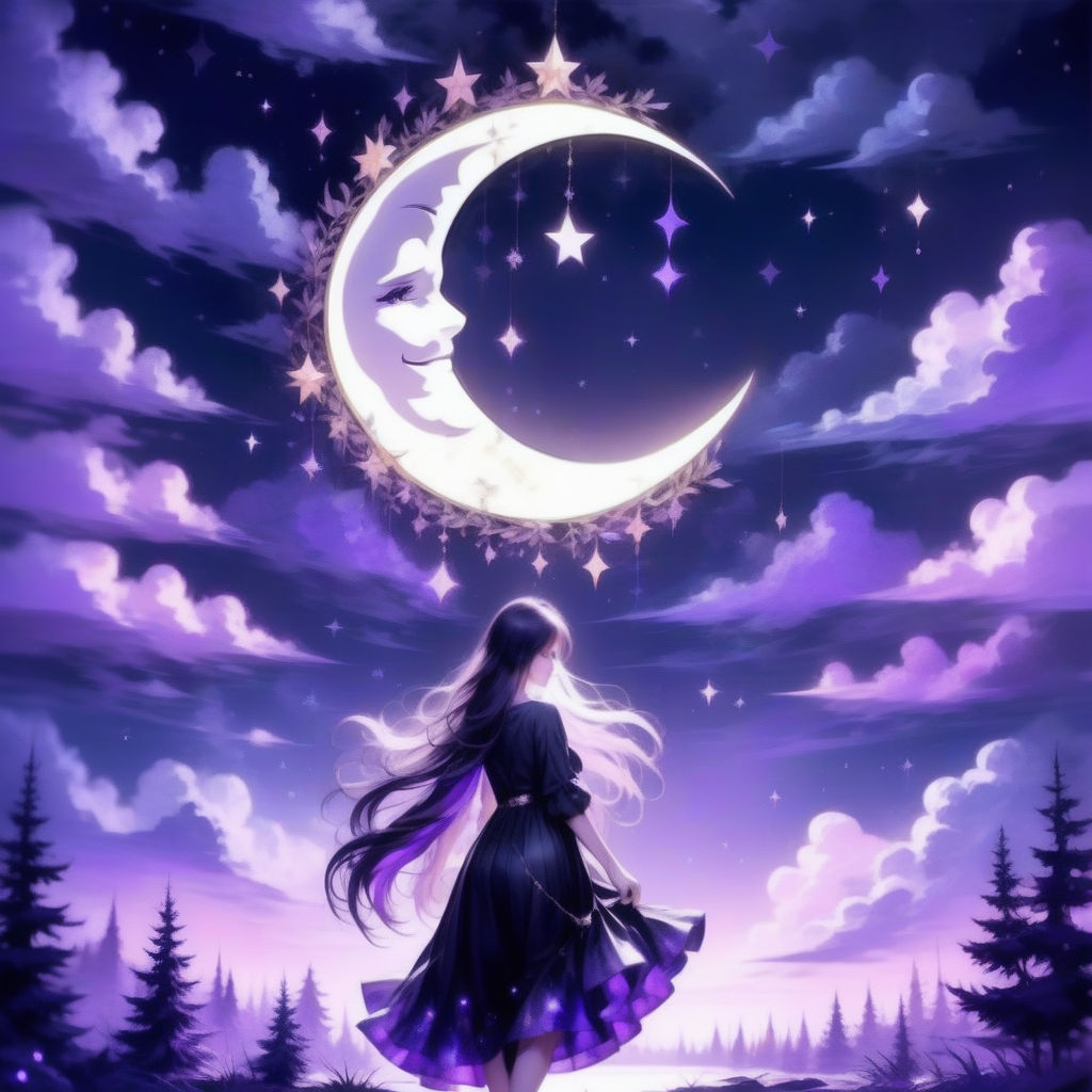 dark purple almost dark anime night sky - Playground