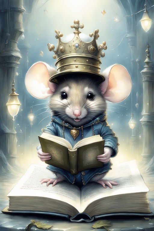 Premium Photo  Mouse or rat king with crown portrait fantasy photomontage