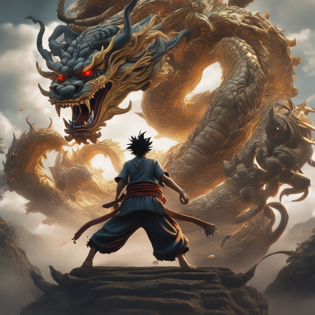 ArtStation - Gear 5 Luffy VS Kaido's Dragon Form