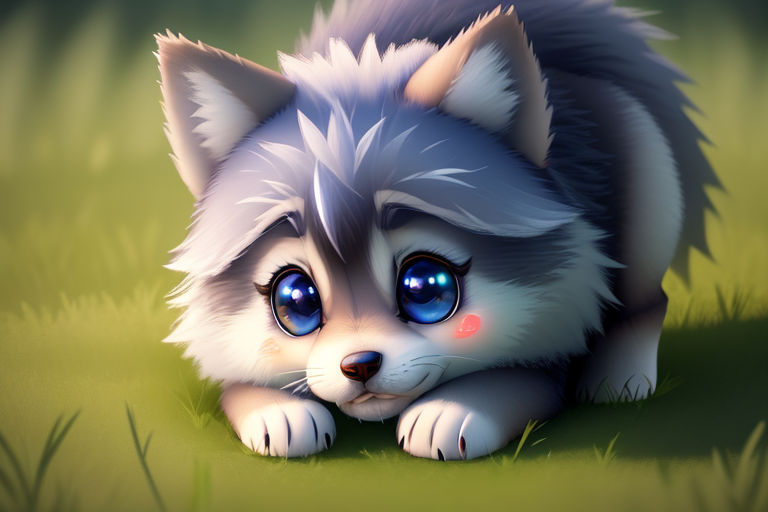 cute baby anime wolf