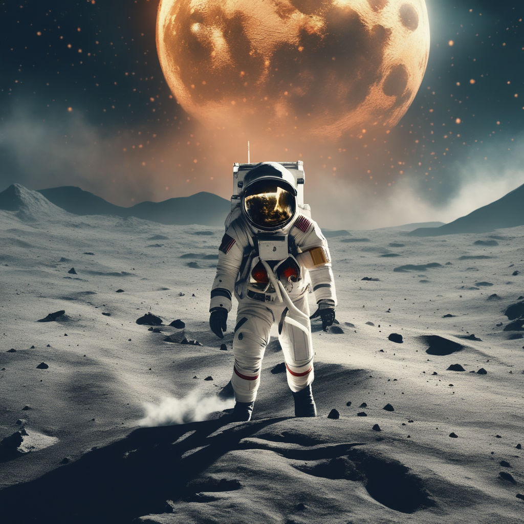 astronaut on moon earth background