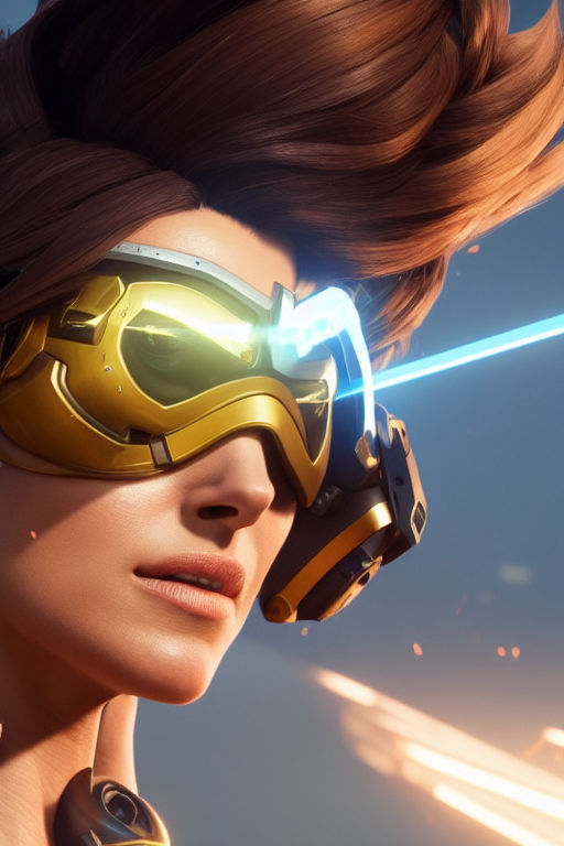 overwatch tracer, clean face, with a very beautiful