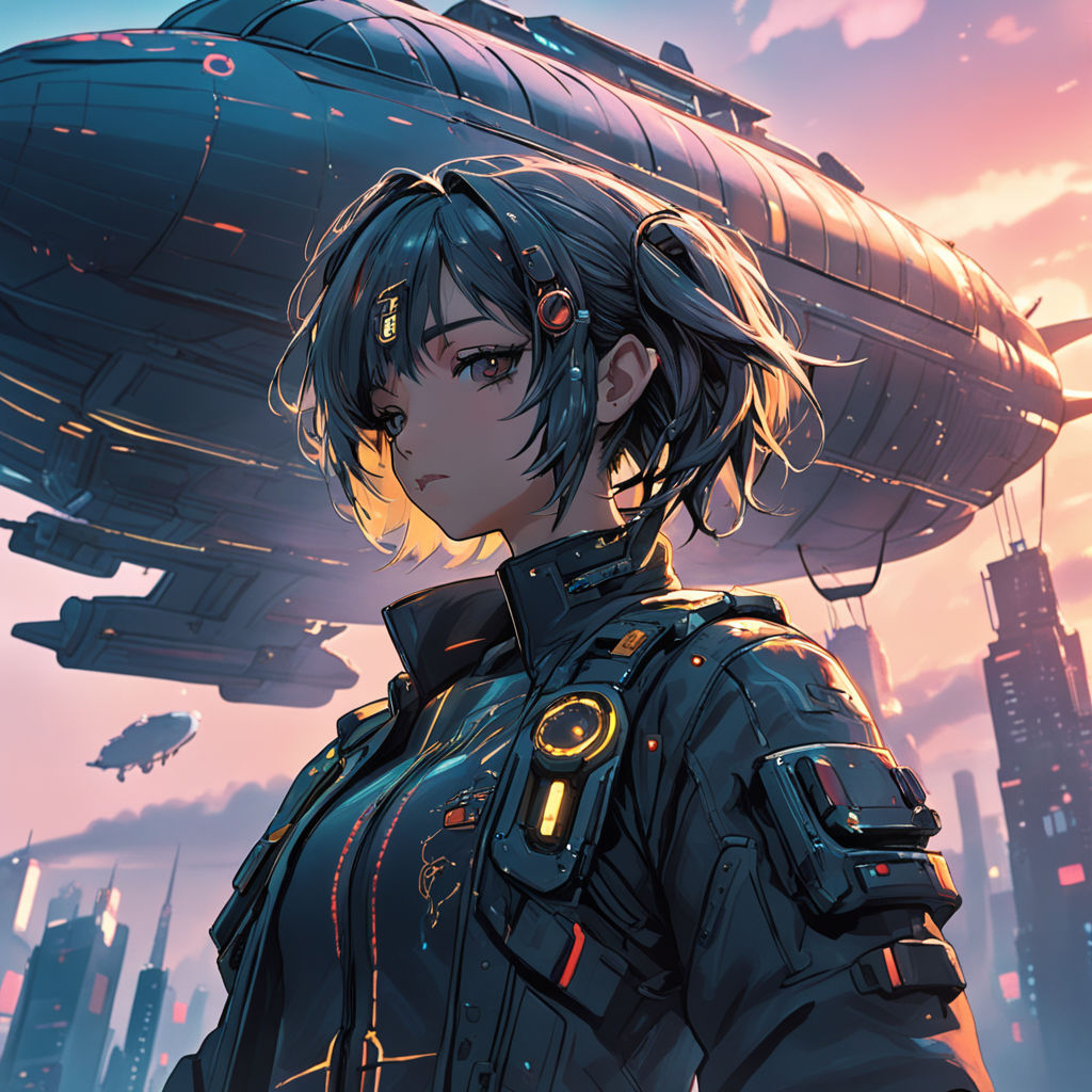 Download 8k Anime Futuristic Airship Wallpaper