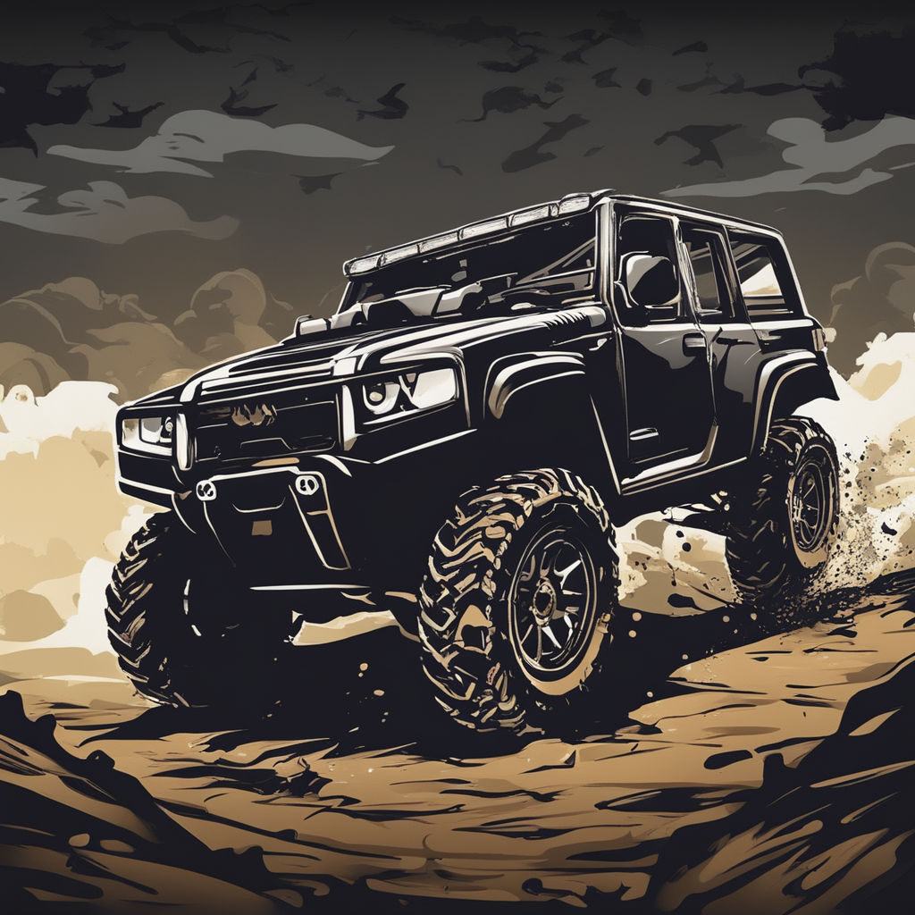 Off Road Illustration with a Jeep Car or SUV to Pass Through Rocky Terrain,  Rivers and Sand in Flat Extreme Sport Cartoon Hand Drawn Templates Stock  Photo - Alamy