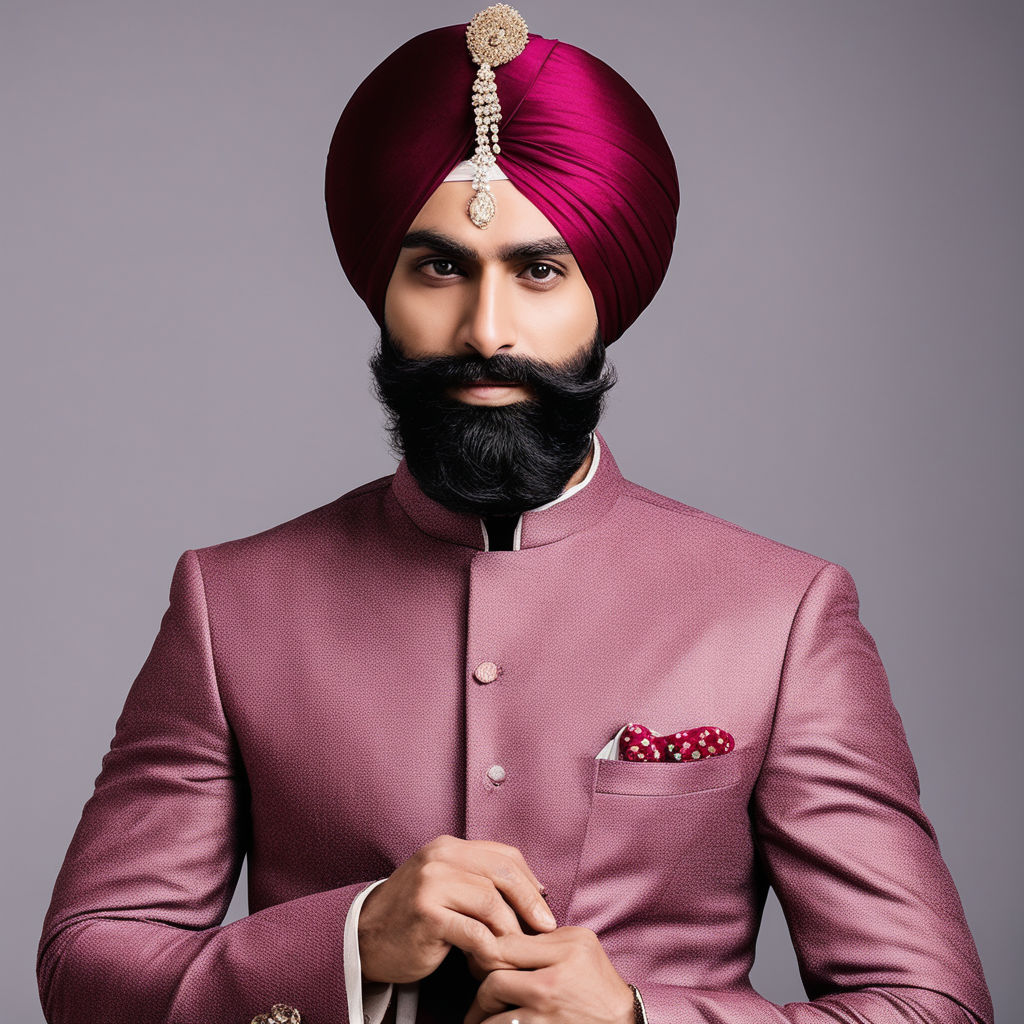 Coat pant store with pink turban