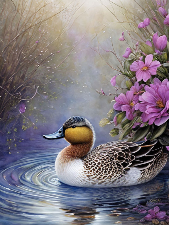 duck drawings with water splashing