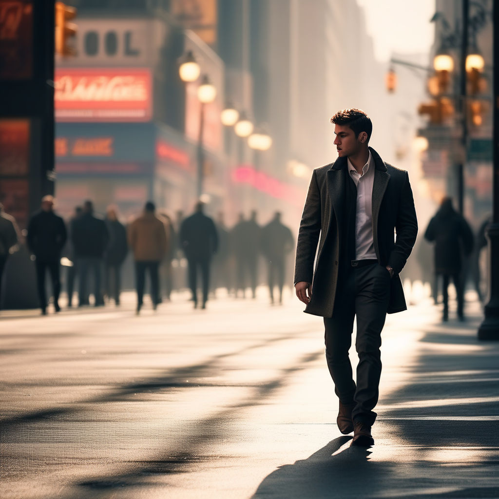 Attractive Man Walking in Street Side Pose, Stock Footage | VideoHive